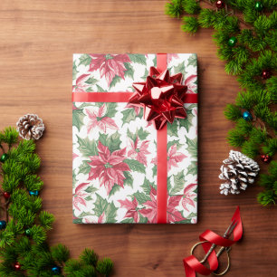 Weihnachts-Poinsettia-Muster mit Rot, Rosa, Grün Geschenkpapier