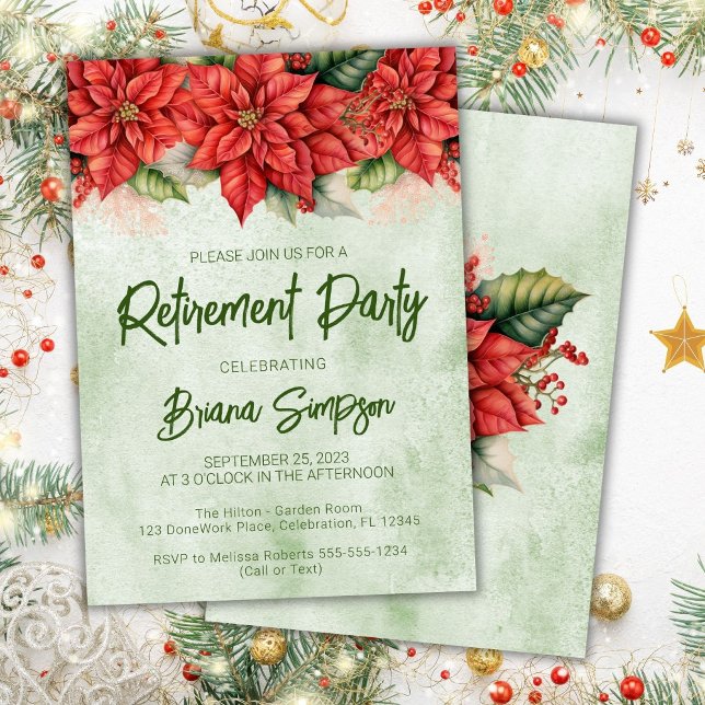 Weihnachts-Poinsettia-Party für Blumenruhestand Einladung (Von Creator hochgeladen)