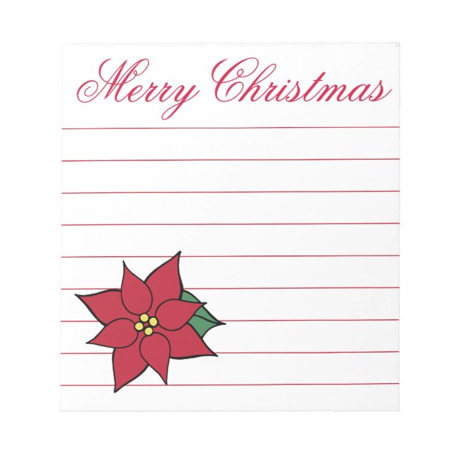 Weihnachts-Poinsettia Shopping-Lebensmittelgeschäf Notizblock (Vorderseite)