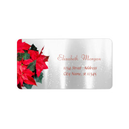 Weihnachts-Poinsettia, Silber Adressaufkleber
