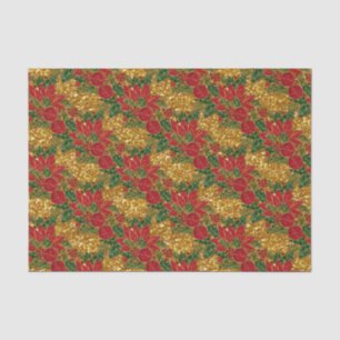 Weihnachts-Poinsettia-TISSUE-WRAP-PAPIER,Gold Seidenpapier