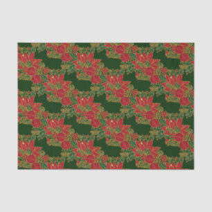 Weihnachts-Poinsettia-TISSUE-WRAP-PAPIER, Grün Seidenpapier