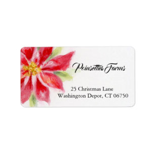 Weihnachts-Poinsettia Wasserfarbenadressen-Labels Adressaufkleber