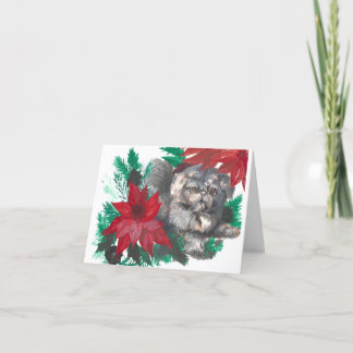 Weihnachts-Poinsettia Welpe Designed Faltcard Feiertagskarte