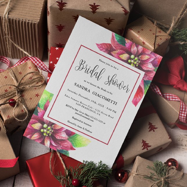 Weihnachts-Poinsettia-Winter-Brautparty Einladung (Von Creator hochgeladen)