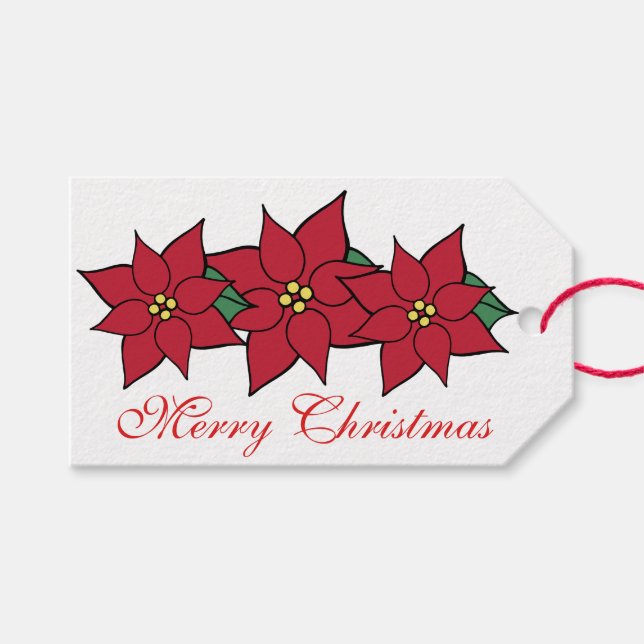 Weihnachts-Poinsettias-Geschenkartikel Geschenkanhänger (Vorderseite (Horizontal))