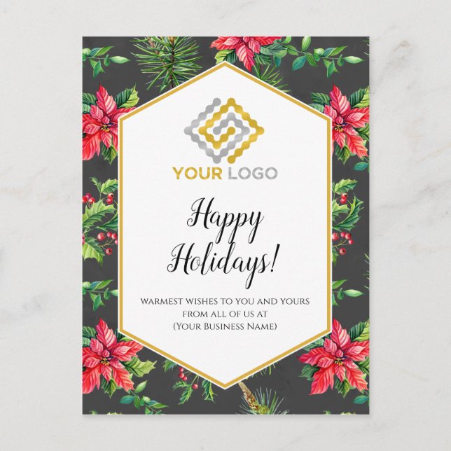 Weihnachts-Poinsettias-Logo Postkarte (Vorderseite)