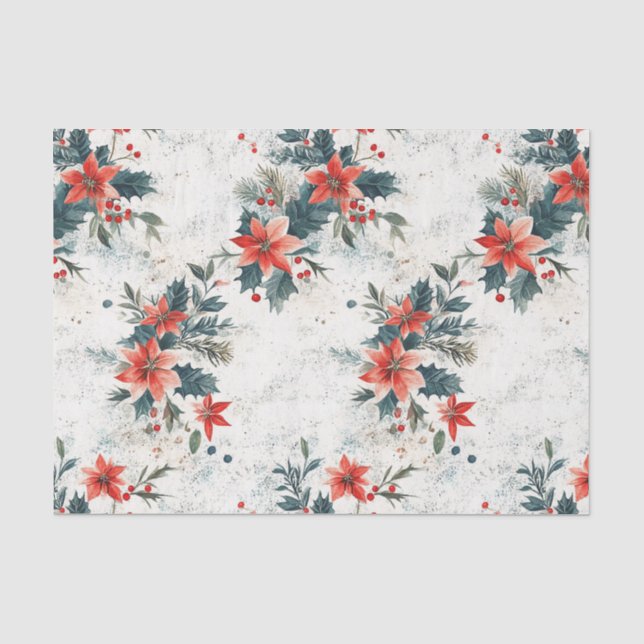 Weihnachts-Poinsettias und Foliage Seidenpapier (Vorderseite)