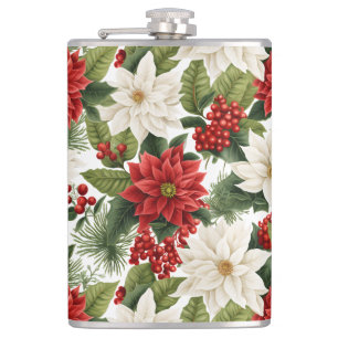 Weihnachts-Poinsettie – Florales Holiday-Design Flachmann