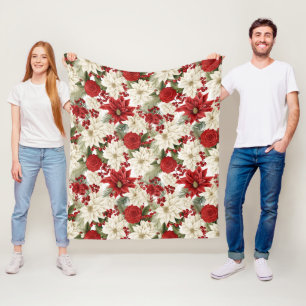 Weihnachts-Poinsettie – Florales Holiday-Design Fleecedecke