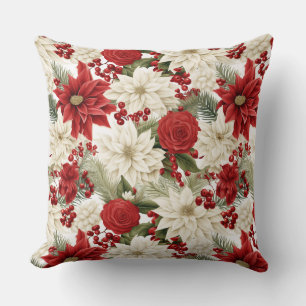 Weihnachts-Poinsettie – Florales Holiday-Design Kissen