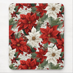 Weihnachts-Poinsettie – Florales Holiday-Design Mousepad