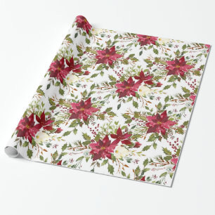 Weihnachts-Poinsettie Rot Elegantes Festtags-Blume Geschenkpapier