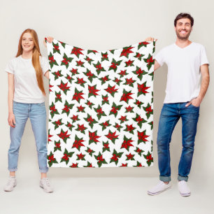Weihnachts-Poinsettie rote Blumengestaltung Fleecedecke