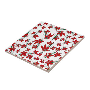 Weihnachts-Poinsettie rote Blumengestaltung Fliese