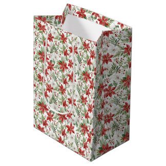 Weihnachts-Poinsettien-Geschenktasche Mittlere Geschenktüte