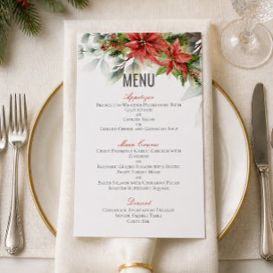 Weihnachts-Poinsettien-Hochzeit-Menü 4,5" x 6,25" Menükarte