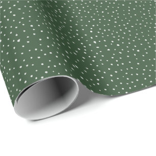 Weihnachts-Polka-Dot-Creme auf Waldgrün Geschenkpapier