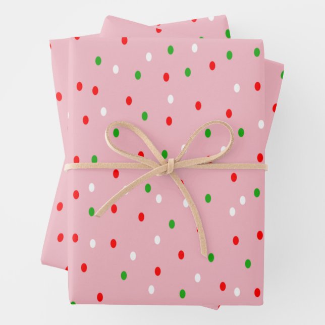 Weihnachts-Polka-Dots Geschenkpapier Set (Beispiel)