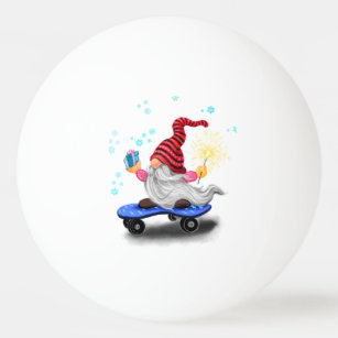 Weihnachts Pong Ball Skater Gnome mit Geschenken Tischtennisball
