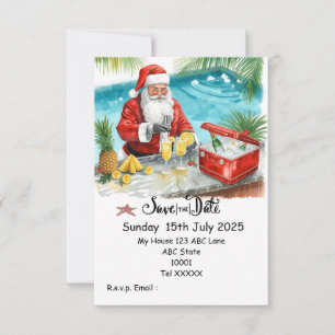 Weihnachts-Poolparty – Santa Claus Save the Date  Einladung