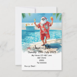 Weihnachts-Poolparty – Santa Claus Save the Date Einladung