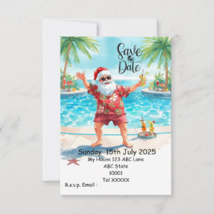 Weihnachts-Poolparty – Santa Claus Save the Date Einladung