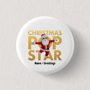 Weihnachts-Pop-Star-Roboter-Santa-Grafik Button