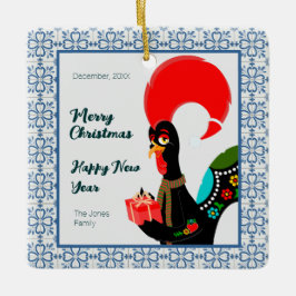 Weihnachts Portugiesischer Stab und blauer Fliesen Keramikornament