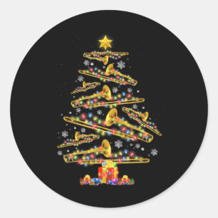 Weihnachts-Posaunist Xmas-Baum-Jazz-Musik-Liebhabe Runder Aufkleber