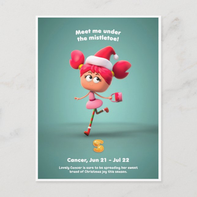 Weihnachts-Postkarte für Krebs Postkarte (Vorderseite)