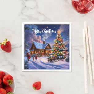 Weihnachts Postkarte Napkins - Feiertag Serviette