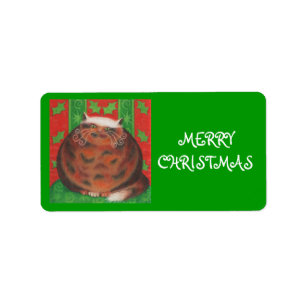 Weihnachts-Pud "Frohe Weihnachten"-Etikett Adressaufkleber