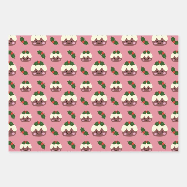 Weihnachts-Pudding 2 Geschenkpapier Set (Vorderseite)