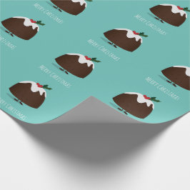 Weihnachts-Pudding Aquamarinen Cartoon-Charakter Geschenkpapier