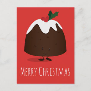 Weihnachts Pudding Cartoon Niedlichen Weihnachten Postkarte
