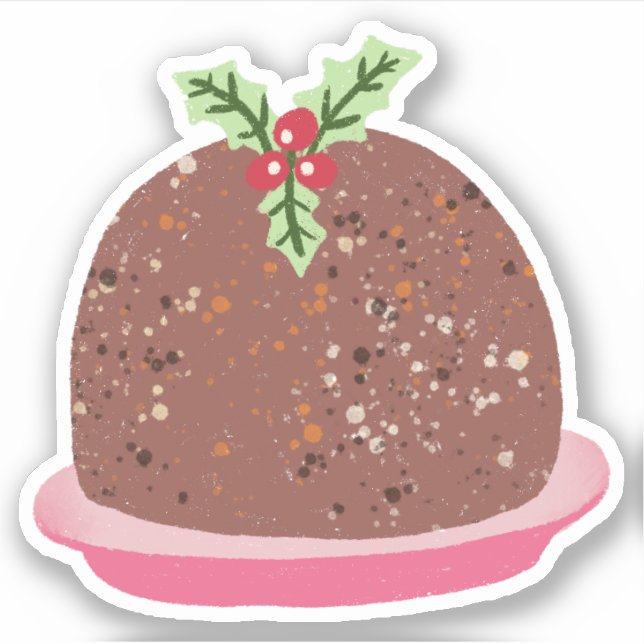 Weihnachts-Pudding Holiday Food Illustration Aufkleber (Vorderseite)
