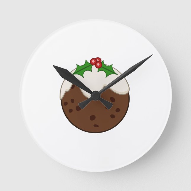 Weihnachts-Pudding Illustrative Kunst Runde Wanduhr (Vorderseite)