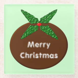 Weihnachts Pudding Personalisiert Glass Untersetze Glasuntersetzer