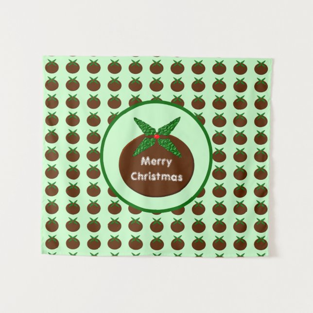 Weihnachts-Pudding Personalisiert Wandteppich (Vorderseite (Horizontal))