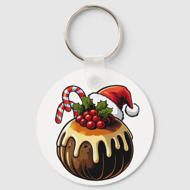 Weihnachts-Pudding-Schlüsselanhänger Schlüsselanhänger (Vorderseite)