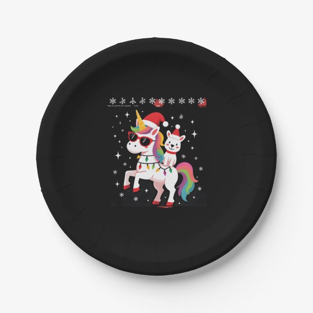 Weihnachts-Pudel-Einhorn-Sonnenbrille Poodles T-Sh Pappteller (Vorderseite)