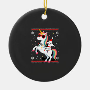 Weihnachts-Pudel-Einhorn-Sonnenbrille-Pudel-T-Shir Keramik Ornament
