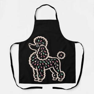 Weihnachts-Pudel-Hund-Lichter-Ornamente-Silhouette Schürze