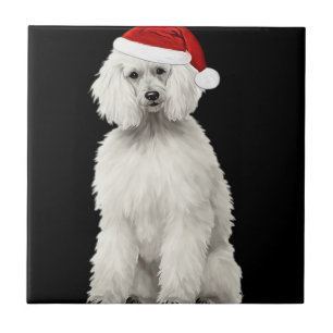 Weihnachts-Pudel Weihnachtsbaum Hund Welpe Aquarel Fliese
