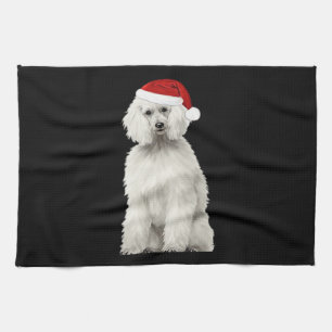 Weihnachts-Pudel Weihnachtsbaum Hund Welpe Aquarel Geschirrtuch