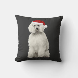 Weihnachts-Pudel Weihnachtsbaum Hund Welpe Aquarel Kissen