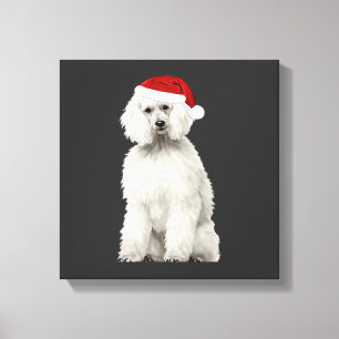 Weihnachts-Pudel Weihnachtsbaum Hund Welpe Aquarel Leinwanddruck
