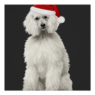 Weihnachts-Pudel-Weihnachtsbaum-Hund-Welpe-Aquarel Poster