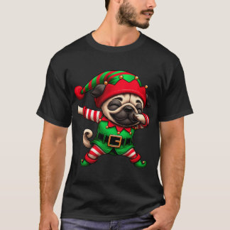 Weihnachts-Pug-Elf lustiger Pug-Liebhaber T-Shirt